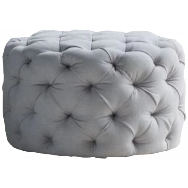 Grey Round Tufted Ottoman